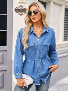 Pintresty 🌸Denim Peplum Shirt Top