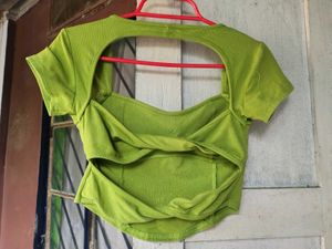 Green Padded Crop Top