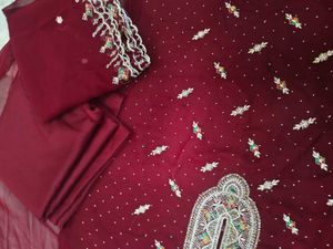 Maroon Embellished material