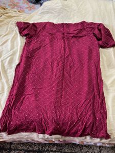 Maroon Printed Kurta