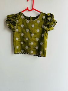 Green with cream colour Kalamkari Lehanga