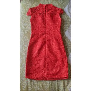 Red Lace Cheongsam Dress