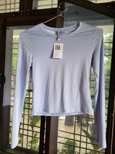 H&M Long Sleeve Microfibre Powder Blue Top/ S