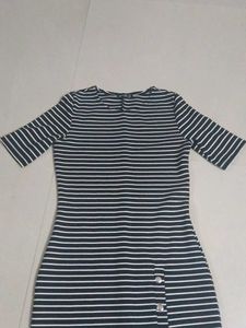 Striped Midi Dress with Button Detail