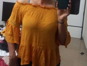 Cute Orange Peasant Top