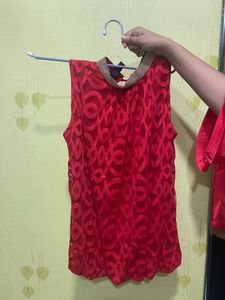 Red Top With Golden Collar