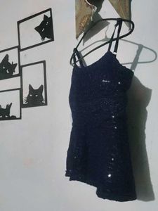 Sparkly Navy Peplum Tank