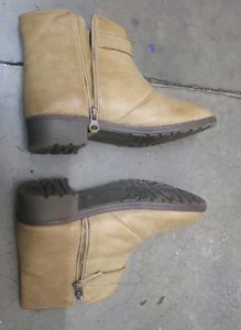 Tan Ankle Boots with Zipper Detail