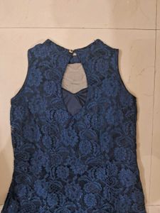 Elegant Navy Blue Lace Gown