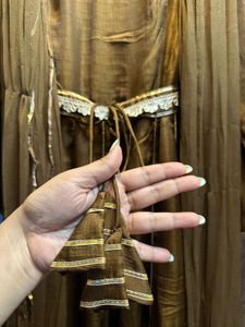Lavanya Chocolate Brown Silk Long Dress &amp; Dupata