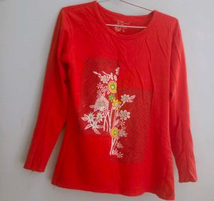 Red Floral Long Sleeve Tee
