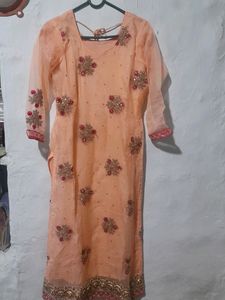 Peach Embellished Salwar Kameez