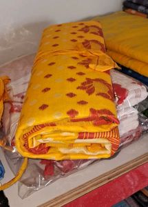 Yellow & Red Cotton Saree