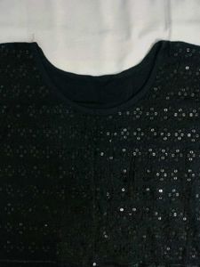 Black Embroidered Short Kurti For Women