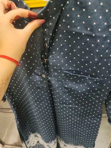 Polka Dot denim Kurta