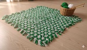 Crocheted Throw Blanket Hexagonal  3.2ft