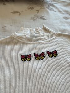 H&amp;M Butterfly Hand Embroidered Top
