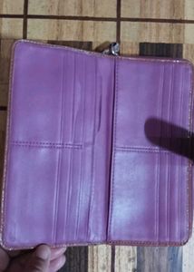 Coach Signature Canvas &amp; Purple Leather Wallet