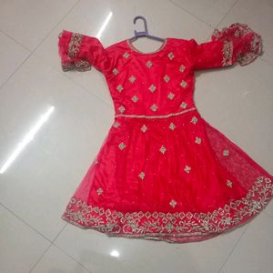 Pink Red Embroidered Anarkali Suit