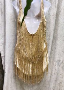 Gold Fringe Party Dress