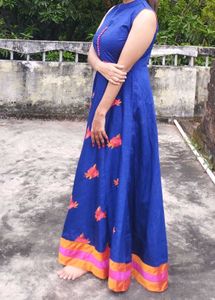 Blue Floral Print Maxi Dress