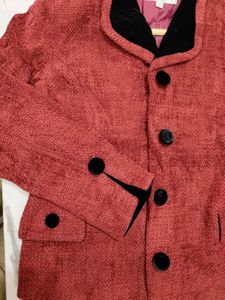 Rust Red Blazer with Velvet Trim