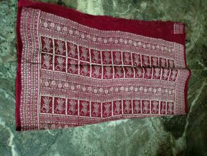Maroon Cotton Soft Saree.