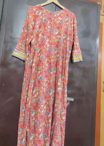 Pink Multi Floral Anarkali Kurti For 42 Bust