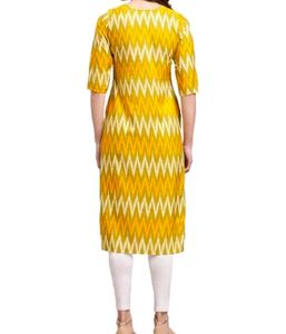 Yellow Zig-Zag Print Kurti