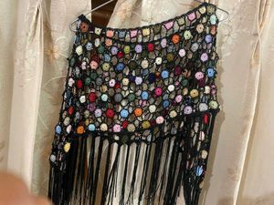 Multi Color Pancho Crochet Top