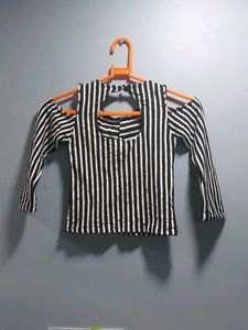 Striped Cold Shoulder Top