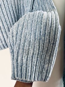 Blue Knit Turtleneck Sweater