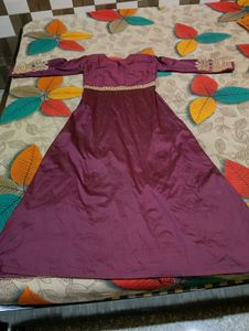 Elegant Purple Embroidered Dress