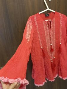 Peplum Red Embroidery Wark Mast Dress