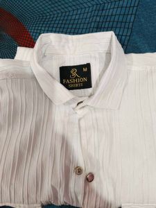 Textured White Trendy Shirt
