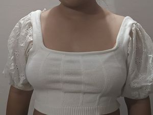 Zara White Puff Sleeve Top