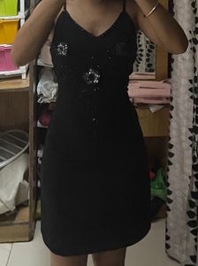 Embellished Black Slip Dress