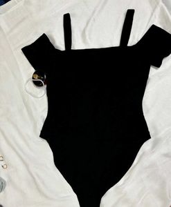 woolen Chic Black Bodysuit