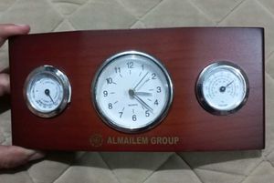 Vintage Desk Clock with Thermometer