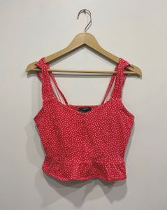 Red polka dot crop top