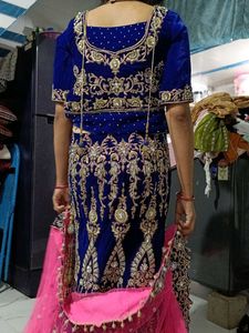 Elegant Blue Velvet Lehenga Choli