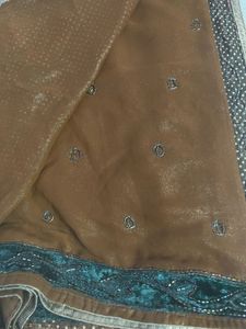 Embroidered Brown Saree