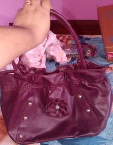 Small Size Burgundy Maroon Brownish Handbag/ Tote