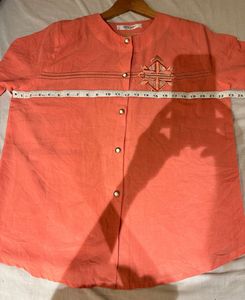 Vintage Coral Embroidered Top
