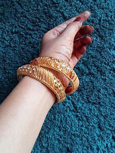 Gold Plated Bangles With Stud