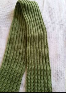 Green Crochet Scarf with Fringe