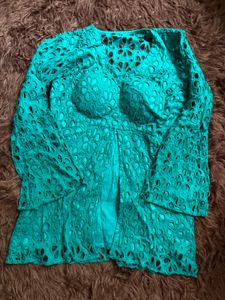 Teal Crochet Top