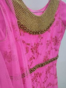 Pink Floral Anarkali Suit Set🌸💖