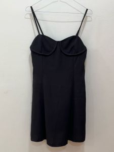 Strap Mini Black Dress Yellow Windbreaker Jacket