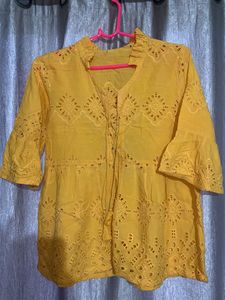 Yellow Embroidered Blouse